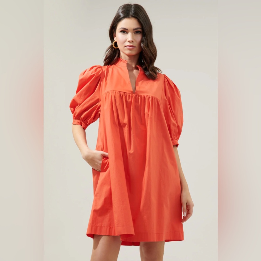 Never A Wallflower High Neck Bright Orange Dress